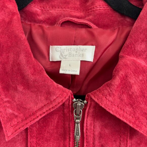 Christopher & Banks Lined, Red, Pig Leather Jacket, Large - Picture 4 of 10